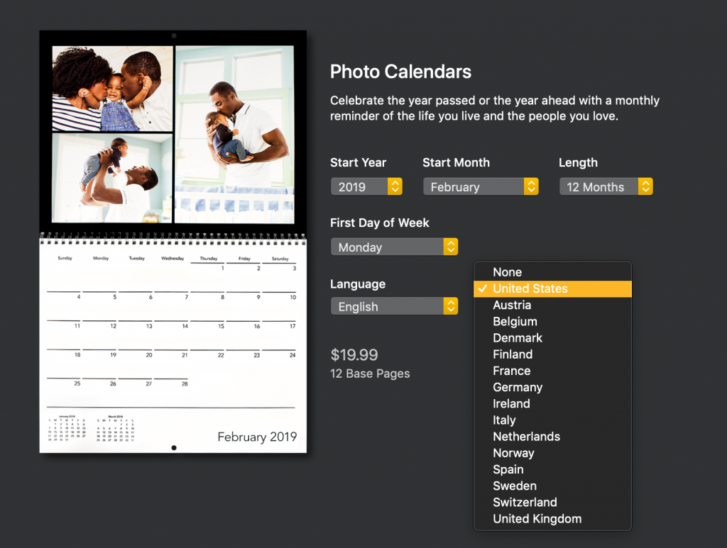 Editing a custom Motif calendar by country | Motif
