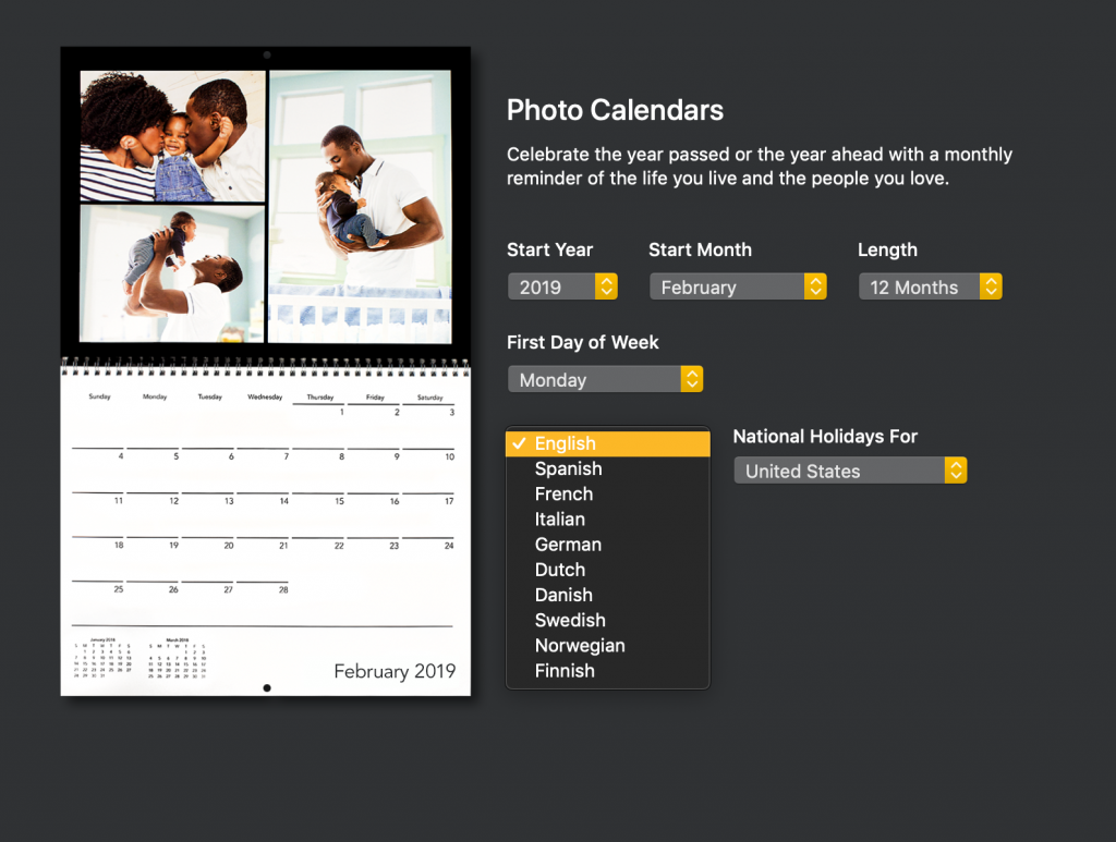 Editing a custom Motif calendar by language | Motif