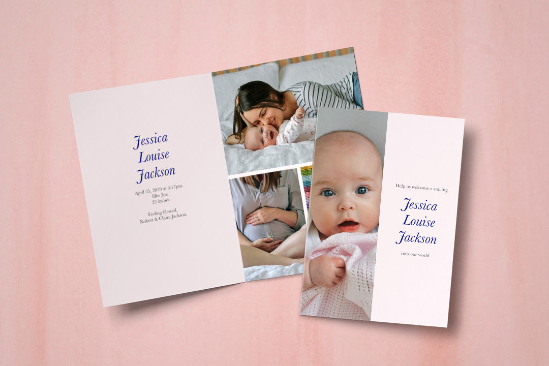 A collection of baby announcement photo cards | Motif