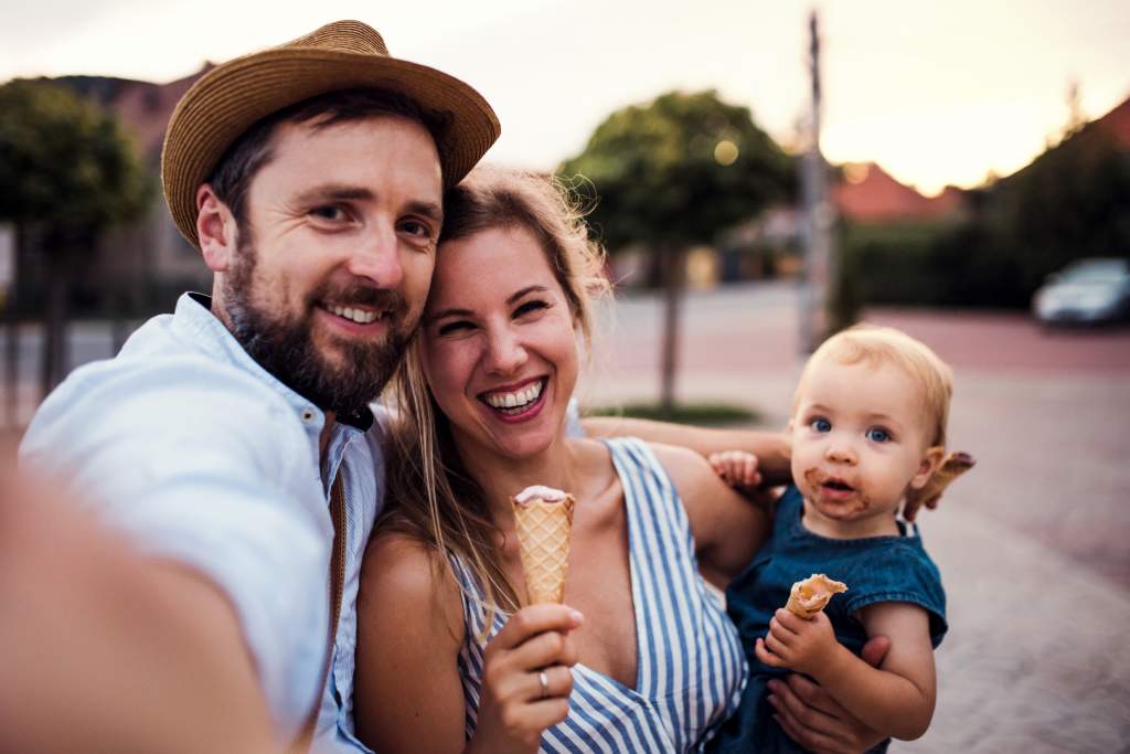 Image quality the same if parents & baby eating ice cream took selfie with iPad camera or iPhone.